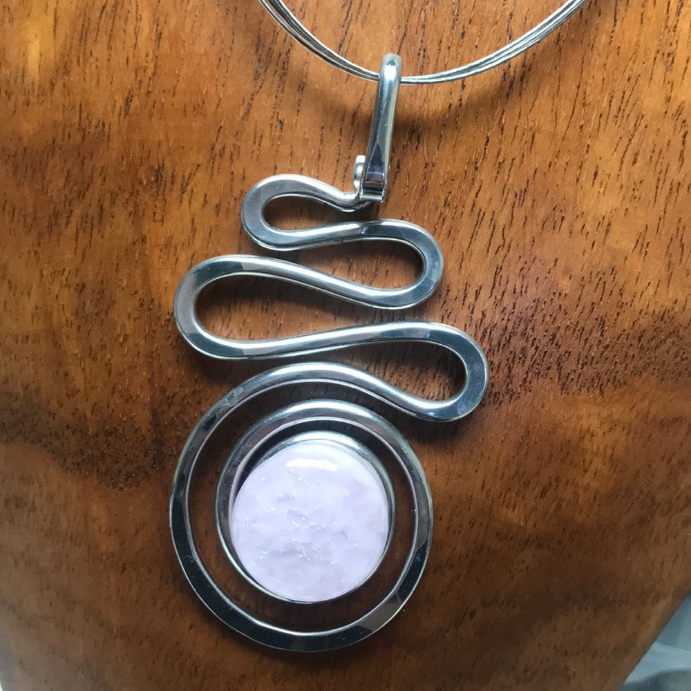 Aluminum recycled pendant with wire necklace